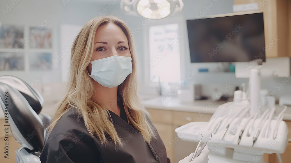 Dental hygienist preparing tools for a general dentistry procedure