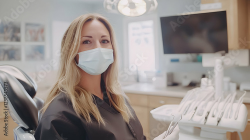 Obraz na płótnie Dental hygienist preparing tools for a general dentistry procedure w salonie