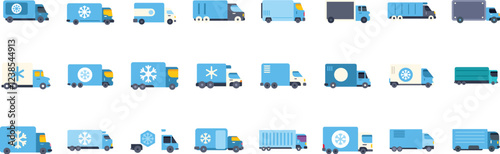 Refrigerated trucks delivering frozen food maintaining optimal temperature during transportation