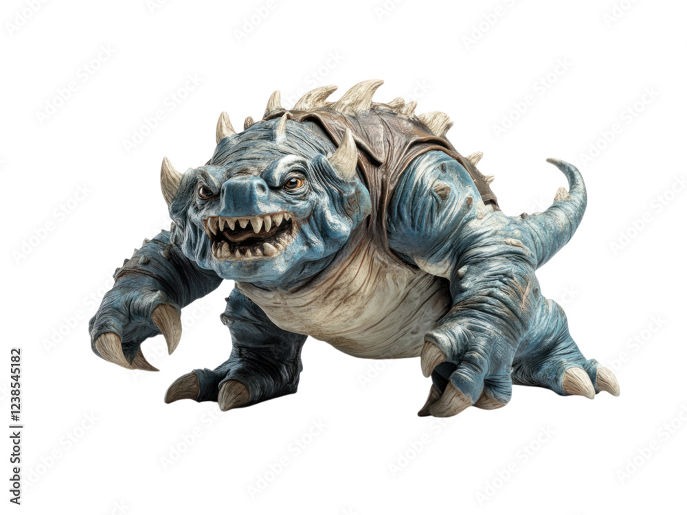 Fototapeta premium Fantasy creature with blue skin and sharp claws in a dynamic pose
