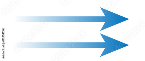 Air flow. Set of blue arrow showing air or wind flow. Wind direction arrows. Blue cold fresh stream from the conditioner. Vector illustration isolated on white background.eps10