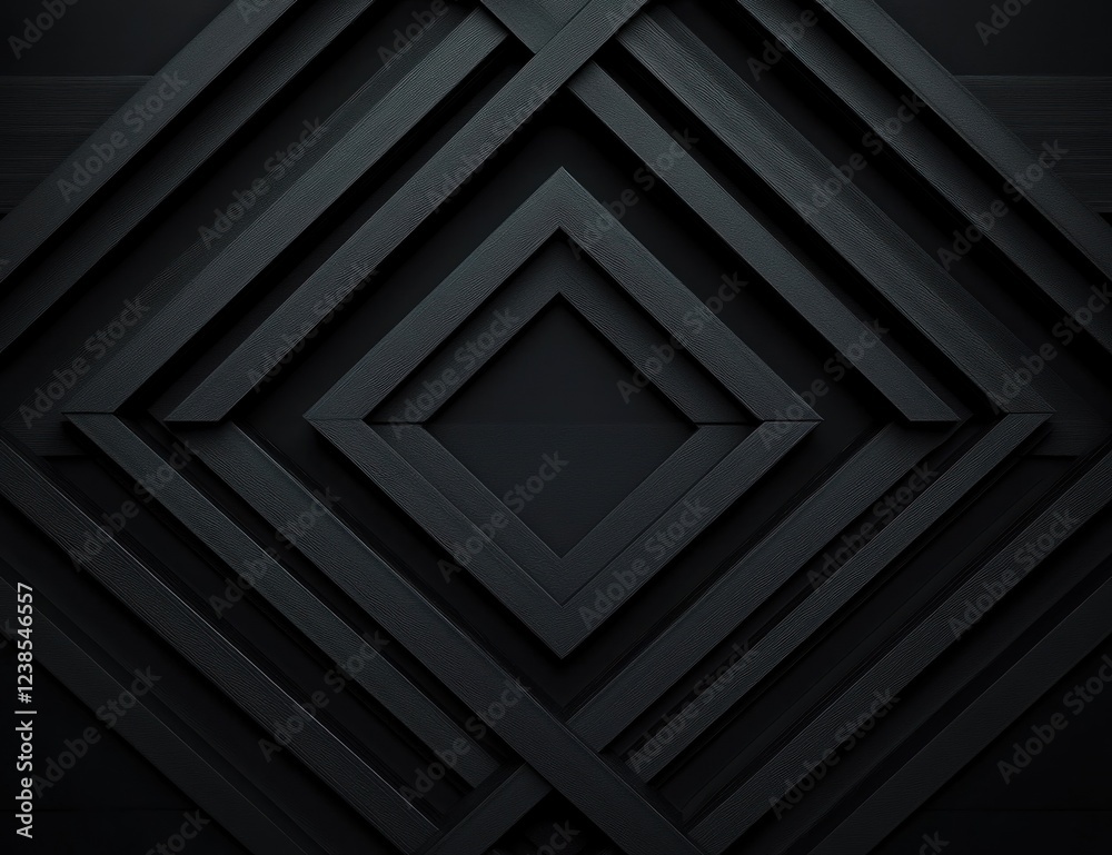 Obraz premium Abstract dark geometric pattern with nested squares and lines.