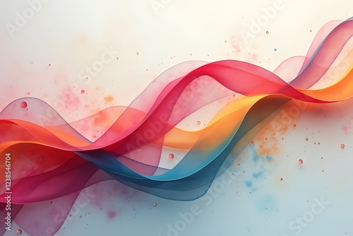 A multi-colored ribbon arrow weaving through an abstract background.