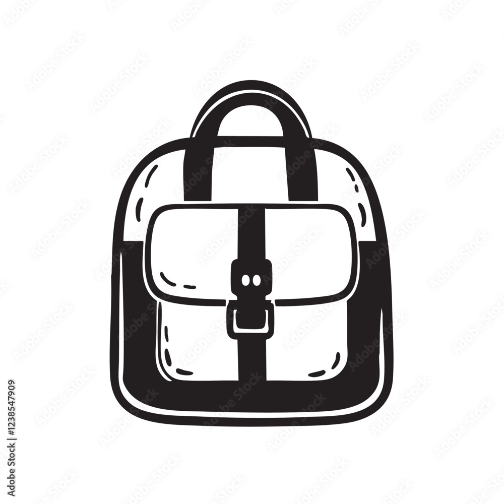School Bag Flat Black and White icon Design Minimal on white background School Bag Flat Black and White icon Design Minimal on white background