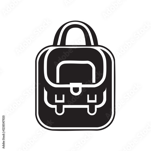 School Bag Flat Black and White icon Design Minimal on white background