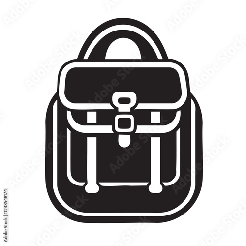 School Bag Flat Black and White icon Design Minimal on white background