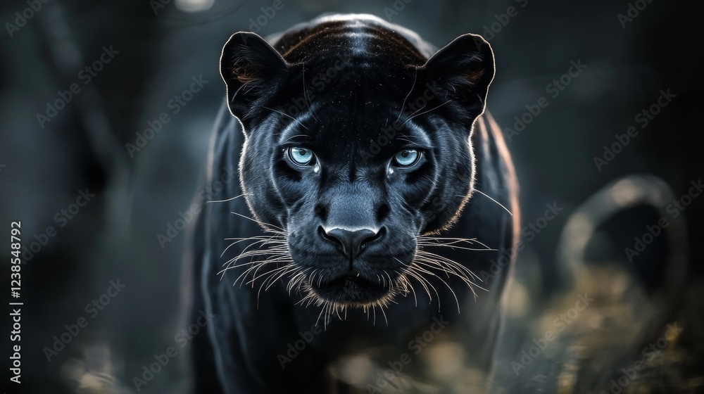 A wild panther gazing into the camera, showcasing nature s untamed strength and beauty A wild panther gazing into the camera, showcasing nature s untamed strength and beauty