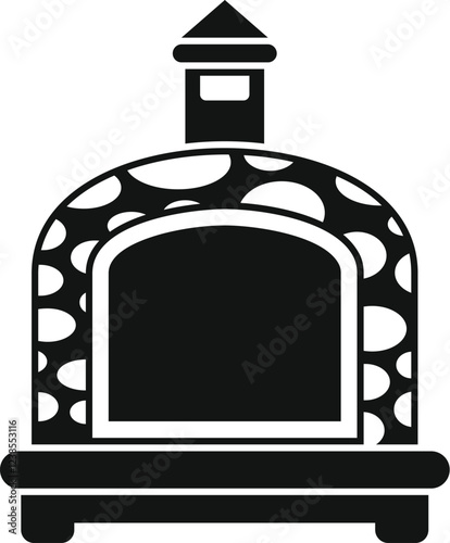 Traditional outdoor clay oven with chimney and stand, perfect for baking pizzas, bread, and other delicious food