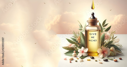 A bottle of oil next to a pot with a plant in it | Premium AI-generated image
