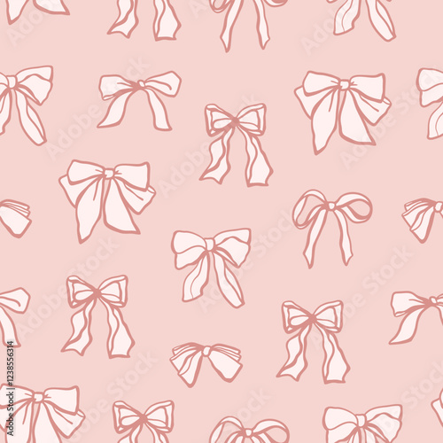 Hand drawn different small bows seamless pattern