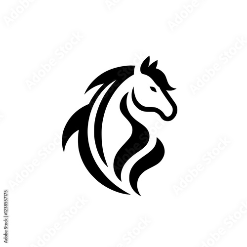Wallpaper Mural Abstract Horse Head Logo Design: Elegant Black and White Equine Vector Graphic Torontodigital.ca