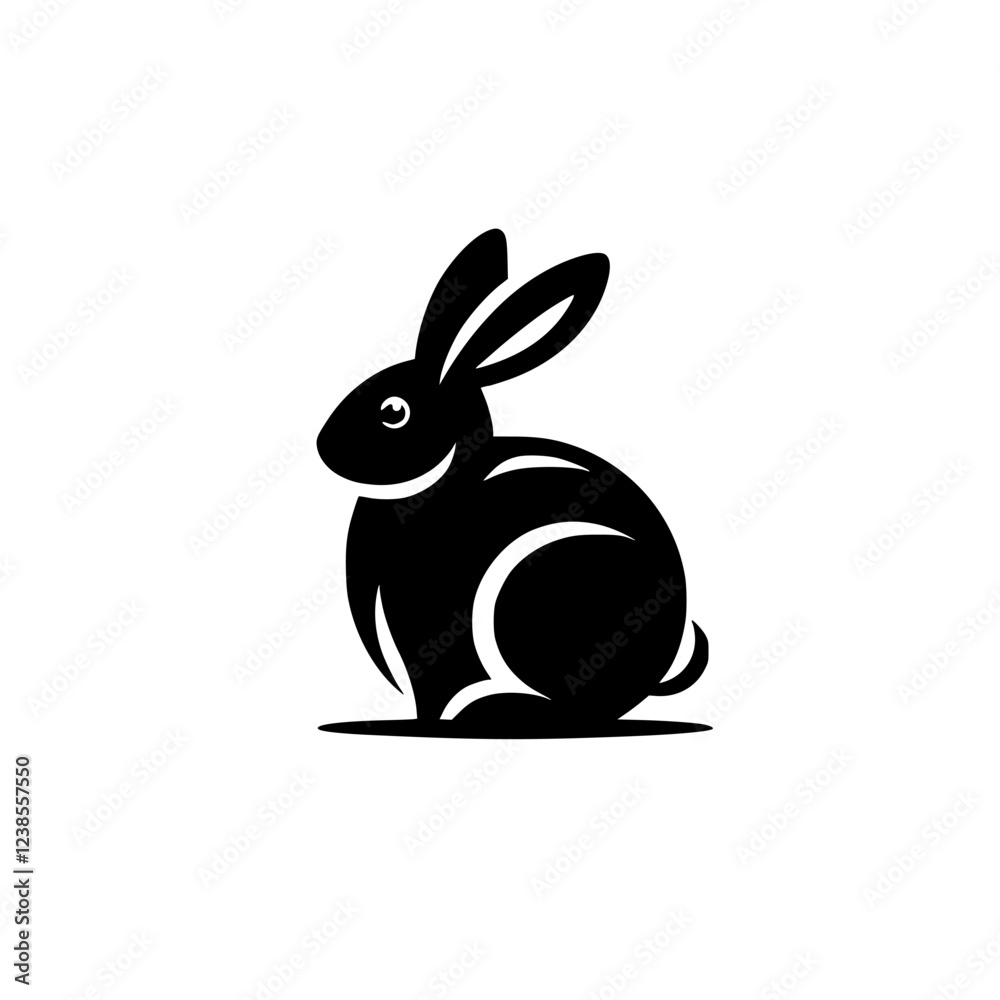 Elegant Black Rabbit Silhouette: A Minimalist Vector Design Elegant Black Rabbit Silhouette: A Minimalist Vector Design