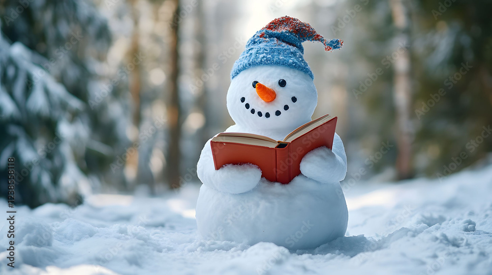Obraz premium A Snowman's Winter Reading