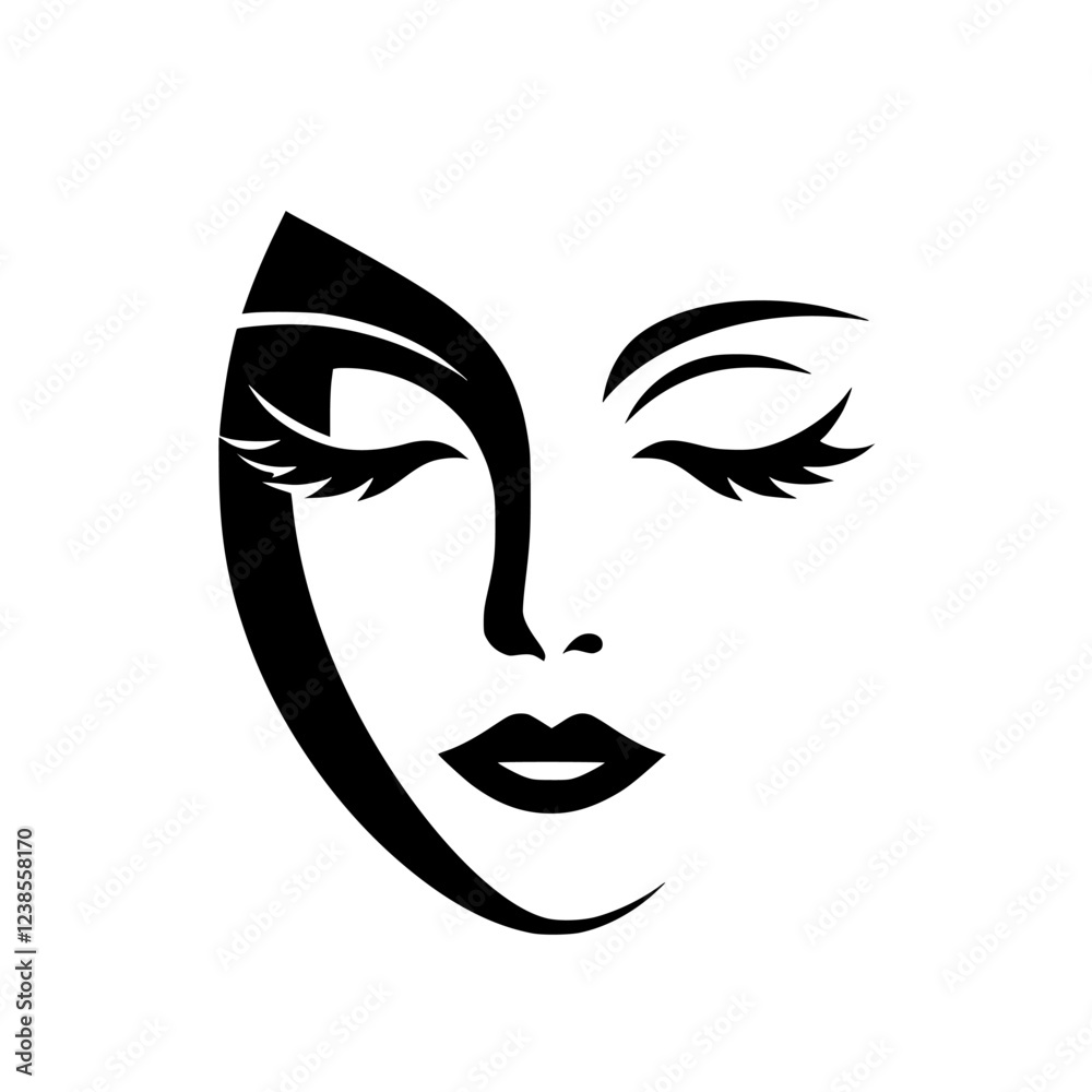 Serene Woman Face: Elegant Black and White Beauty Portrait. Stylish graphic design, ideal for fashion, beauty, and cosmetics branding. Serene Woman Face: Elegant Black and White Beauty Portrait. Stylish graphic design, ideal for fashion, beauty, and cosmetics branding.