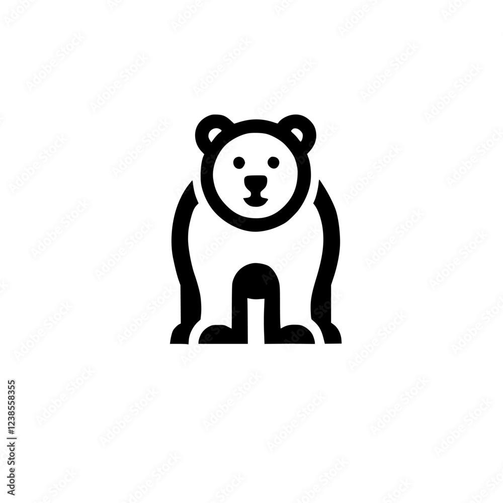 Naklejka premium Minimalist Polar Bear Icon: A Simple and Cute Vector Graphic Design