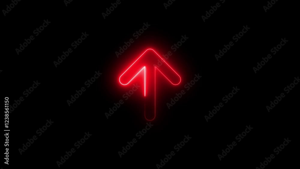 Neon symbol arrow up icon red color glowing animation with black background Neon symbol arrow up icon red color glowing animation with black background