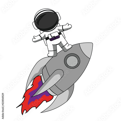 Cute astronaut illustration in space