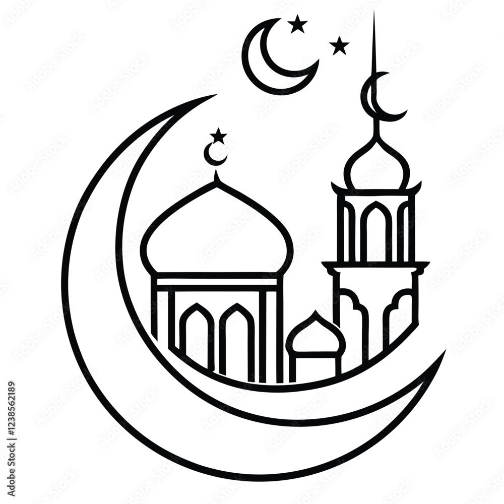 A modern and stylish Ramadan logo featuring a silhouette of a mosque with a glowing crescent, representing faith, devotion, and celebration. A modern and stylish Ramadan logo featuring a silhouette of a mosque with a glowing crescent, representing faith, devotion, and celebration.