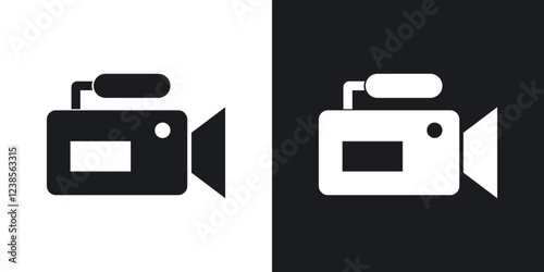 Camcorder icons set in flat filled style.