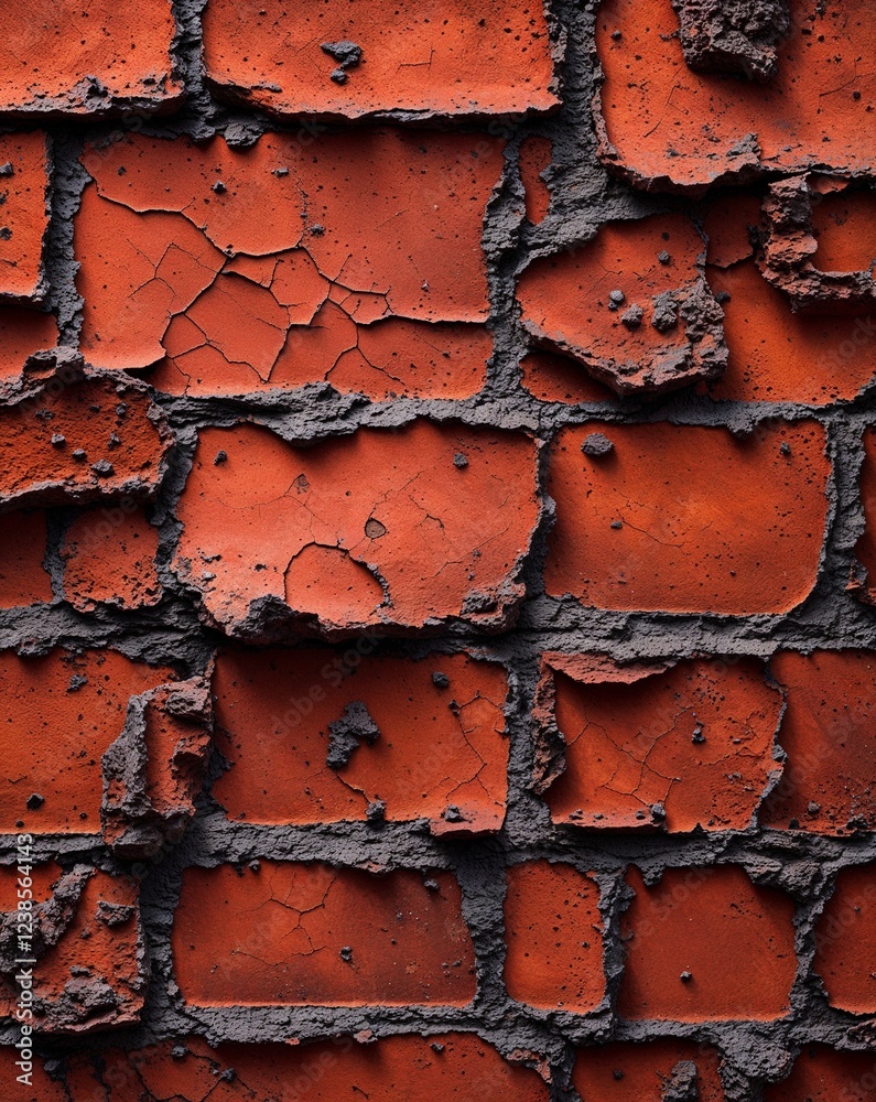 Rusty brick red with cracked rough textures and a deteriorated surface abstract rusty surfaces background Rusty brick red with cracked rough textures and a deteriorated surface abstract rusty surfaces background