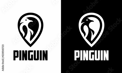penguin vector logo in pin
