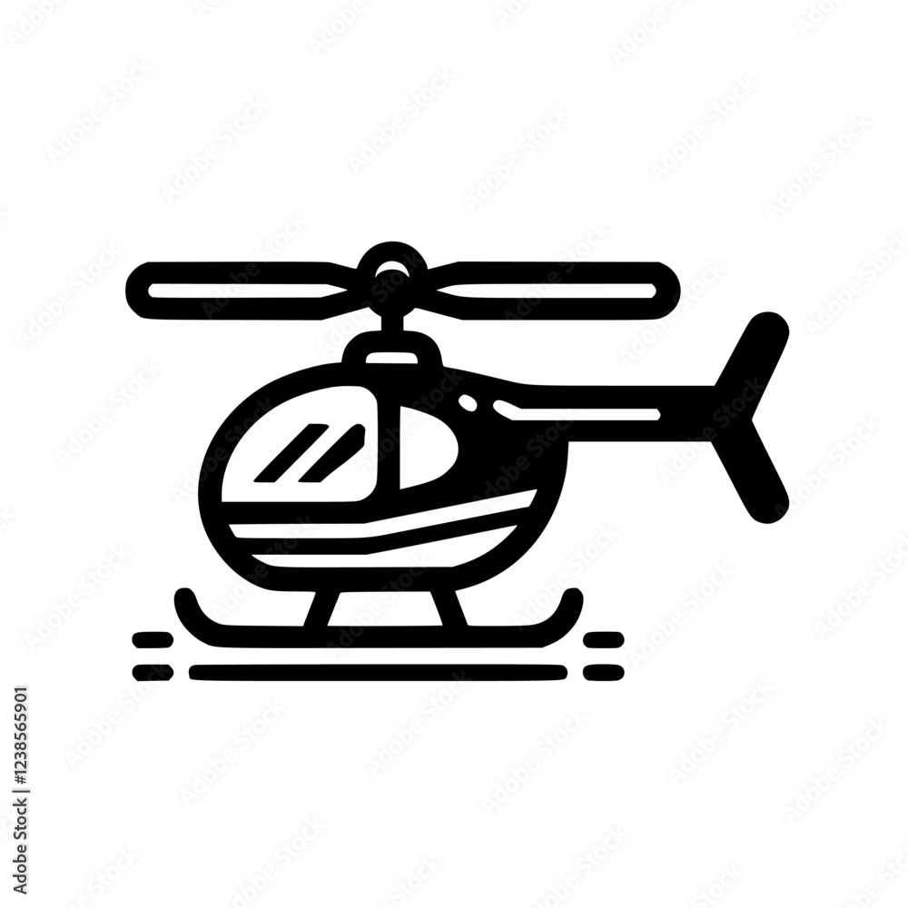 Helicopter Icon: A Stylish Vector Graphic of a Modern Helicopter in Flight. Perfect for Transportation, Travel, and Aviation Designs. Helicopter Icon: A Stylish Vector Graphic of a Modern Helicopter in Flight. Perfect for Transportation, Travel, and Aviation Designs.
