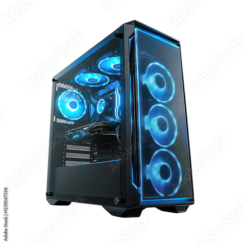 Gaming PC White Background on transparent background.