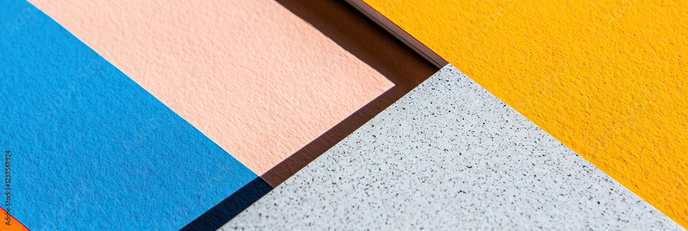 Fototapeta premium Geometric Arrangement of Textured Papers in Multiple Colors
