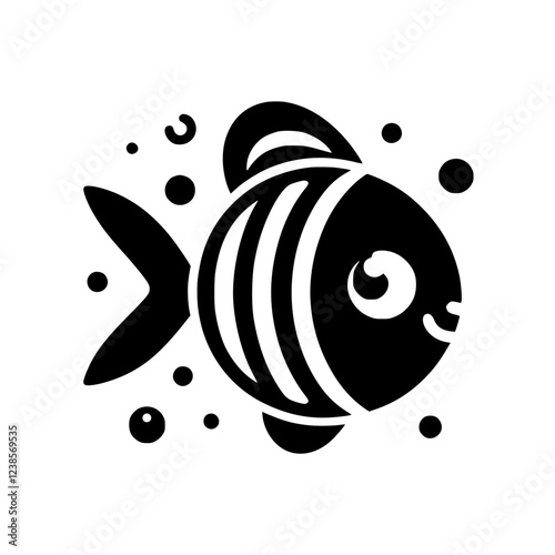 Cute Black and White Fish Illustration:  A simple, charming design of a fish swimming in the ocean. Perfect for children's books, websites, or any project needing a touch of aquatic charm.