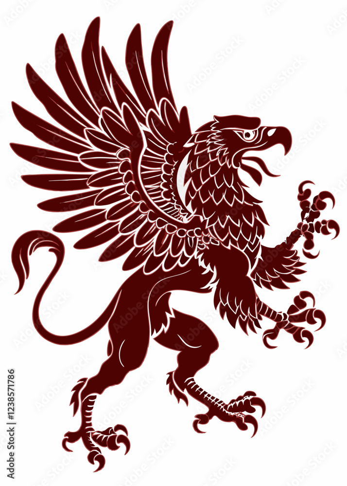 Majestic Griffin with Eagle Wings and Lion Body, Displaying Strength and Power Majestic Griffin with Eagle Wings and Lion Body, Displaying Strength and Power