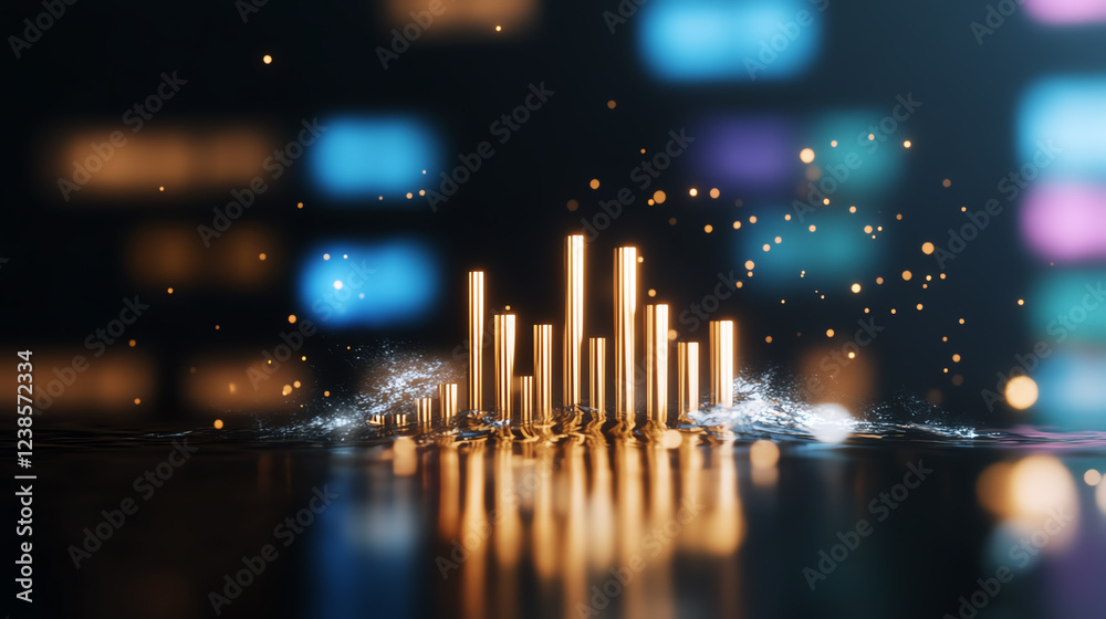 A digital wave crashing onto a city A digital wave crashing onto a city
