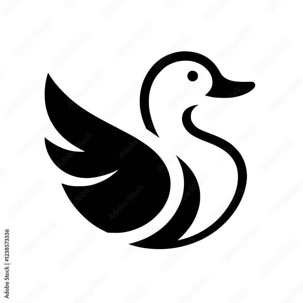 Elegant Duck Bird Logo: Minimalist Black and White Vector Icon Design Elegant Duck Bird Logo: Minimalist Black and White Vector Icon Design