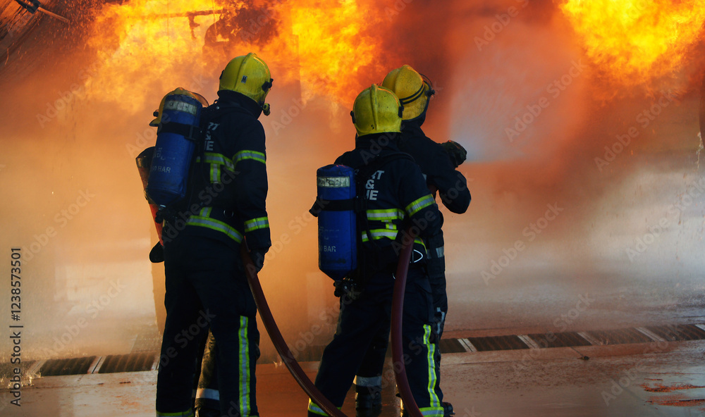 Fototapeta premium Aircraft fire, Air crash at airport