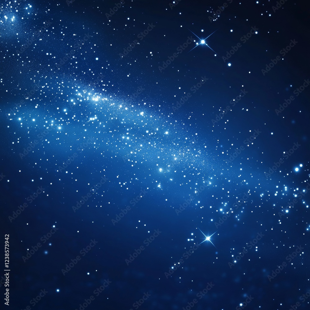 Obraz premium Glittering Stars in a Deep Blue Night Sky with 3D Effect