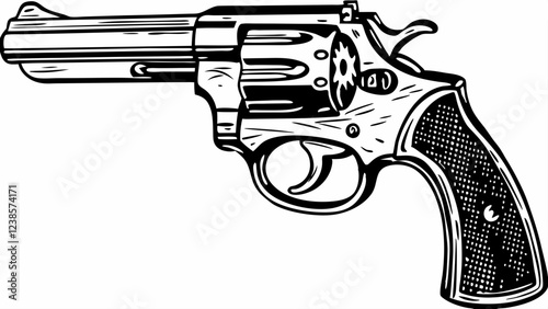 Detailed Revolver Handgun with Classic Design and Polished Finish
