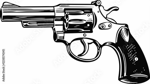 Detailed Revolver Handgun with Classic Design and Polished Finish