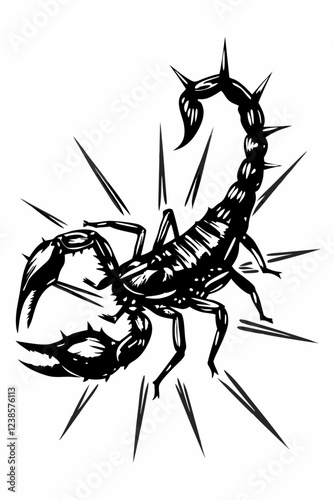 Dynamic Scorpion with Spikes and Explosive Energy, Aggressive and Powerful Stance