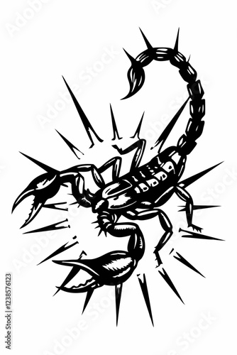 Dynamic Scorpion with Spikes and Explosive Energy, Aggressive and Powerful Stance