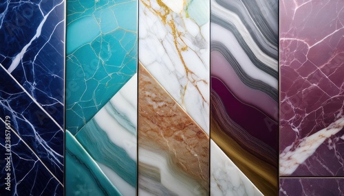 Collection of marble textures showing different colors and veins  photo