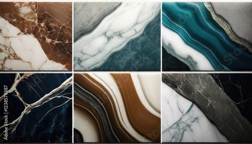 Collection of marble textures showing different colors and veins  photo