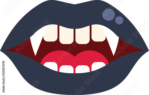 Spooky vampire lips showing fangs and teeth baring, perfect for halloween projects