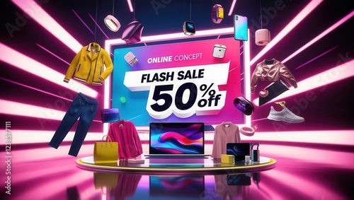 Promotional content for dynamic online flash sale explore the digital marketplace photo