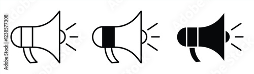Set of Megaphone Icons Displaying Communication and Announcement Concept
