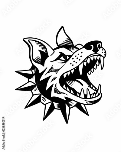 Wallpaper Mural Aggressive Dog with Spiked Collar and Fierce Expression, Ready to Attack Torontodigital.ca