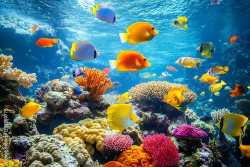 Wallpaper Mural Colorful tropical fish swimming over a vibrant coral reef in the ocean Torontodigital.ca