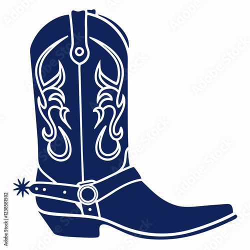 Stylish Cowboy Boot with Decorative Stitching and Pointed Toe Design