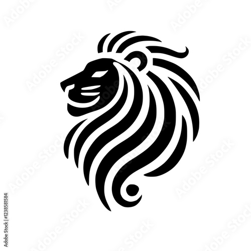Wallpaper Mural Majestic Lion: Abstract Black and White Vector Art. A regal symbol of strength and pride, this stylized lion design is perfect for logos, prints, and more. Torontodigital.ca