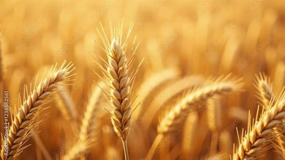 Golden Wheat Field Swaying Gently in the Warm Sunlight Golden Wheat Field Swaying Gently in the Warm Sunlight
