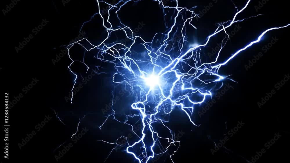 Electric energy surge expanding on black background