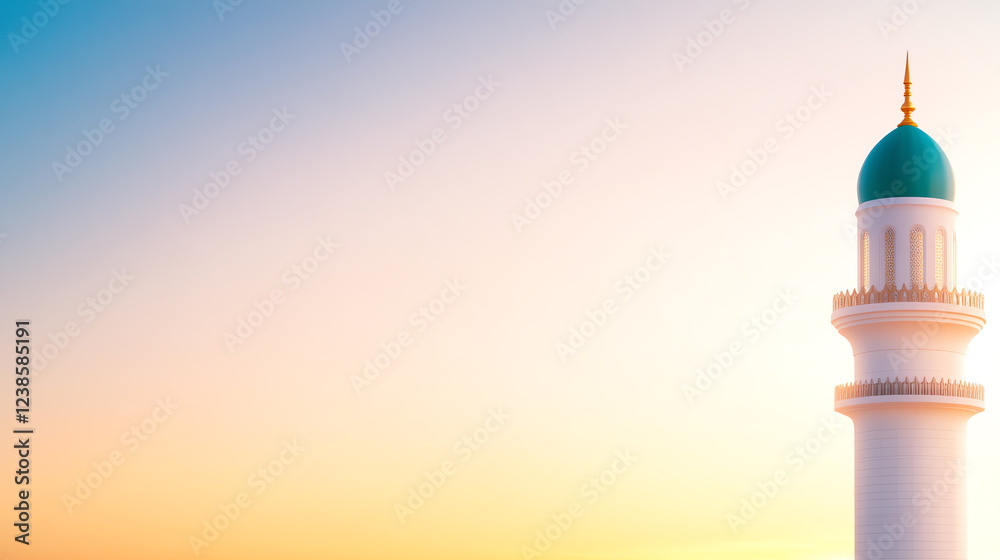 A serene image of a mosque at sunrise during Eid al-Fitr celebrations, symbolizing a new beginning A serene image of a mosque at sunrise during Eid al-Fitr celebrations, symbolizing a new beginning